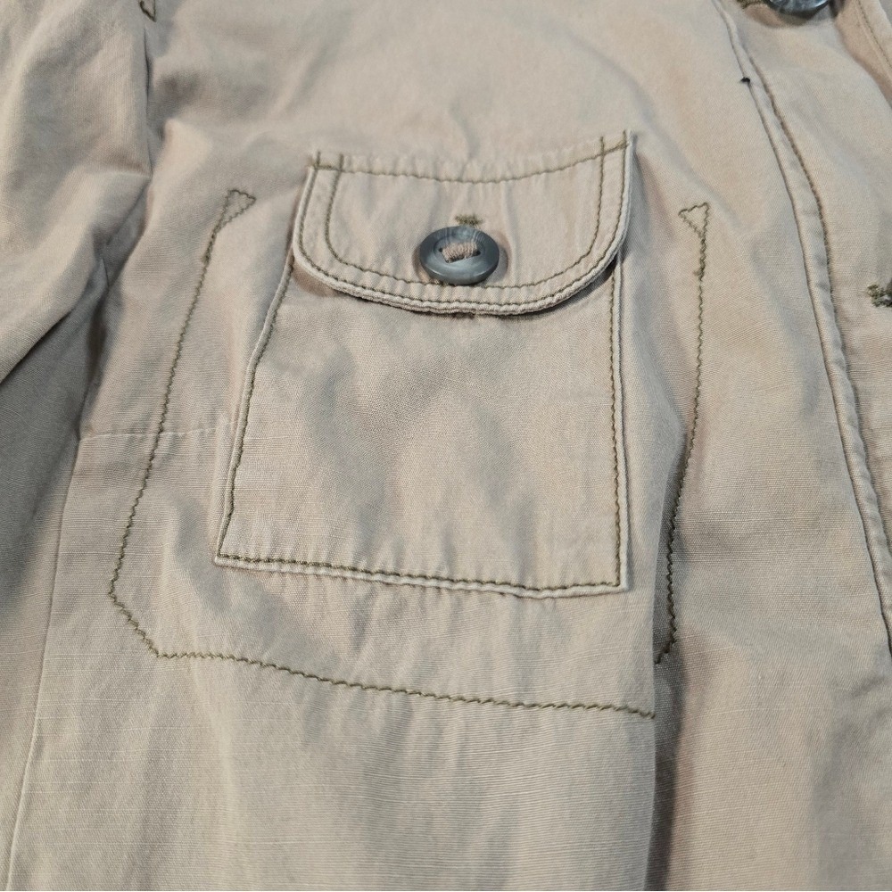 Ann Taylor LOFT Womens XL Tan Khaki Utility Field Jacket Button Front Drawstring - Picture 9 of 10